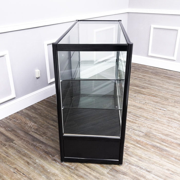 American Dress Forms Black Laminate Wood Retail Counter – 48 Inch Display Showcase With Lockable Storage
